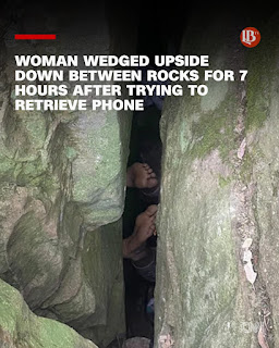 WOMAN WEDGED BETWEEN ROCKS FOR 7 HOURS AFTER TRYING TO RETRIEVE&nbsp;PHONE